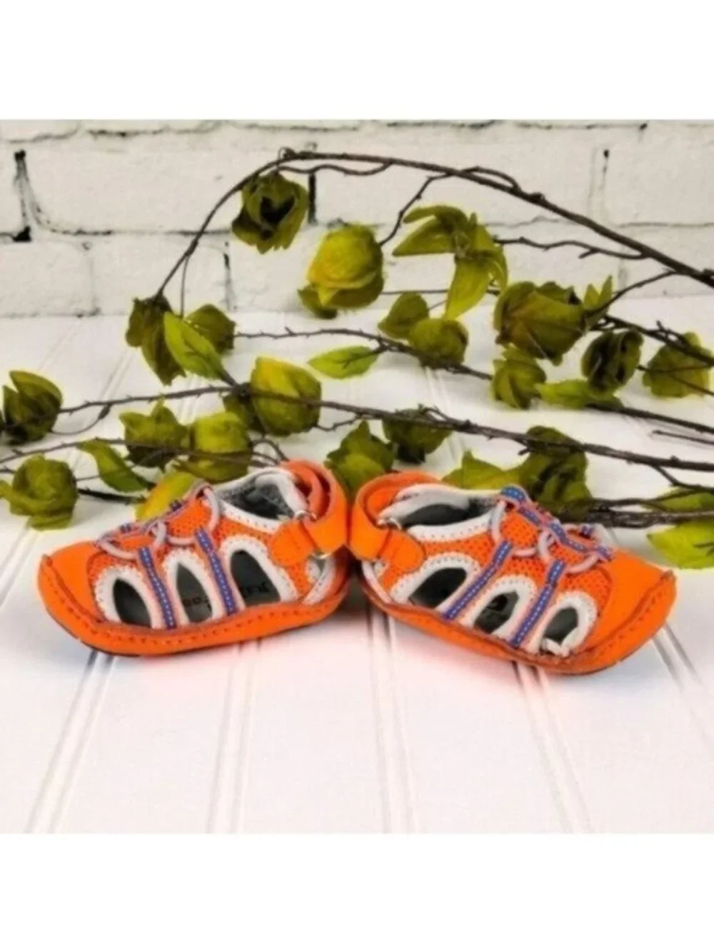 Riley Roos Patrick Leather Baby Shoes Orange Size Small 3-6 Months